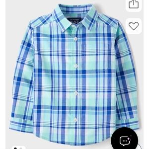 Toddler Boys Dad and Me Plaid Poplin Button Up Shirt -Aqua NWT